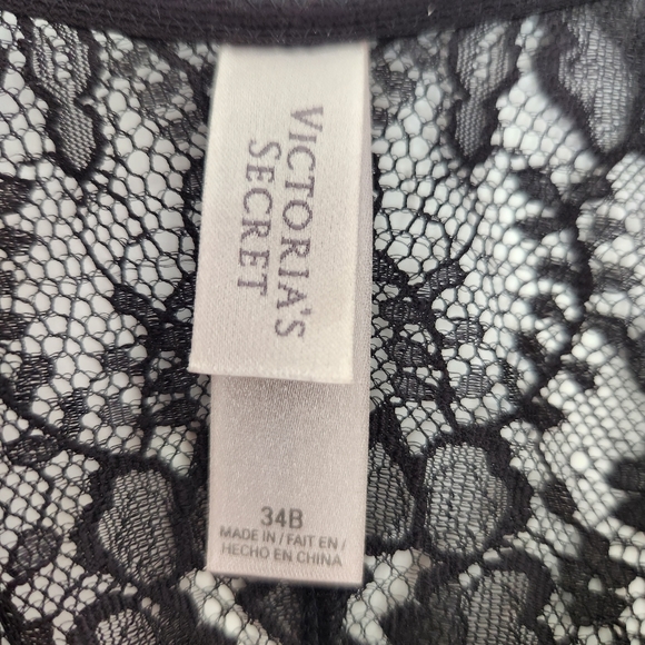 Victorias Secret Underwire Black Sheer Lace Side Zip Lingerie Bustier Corset 34B - Picture 10 of 16